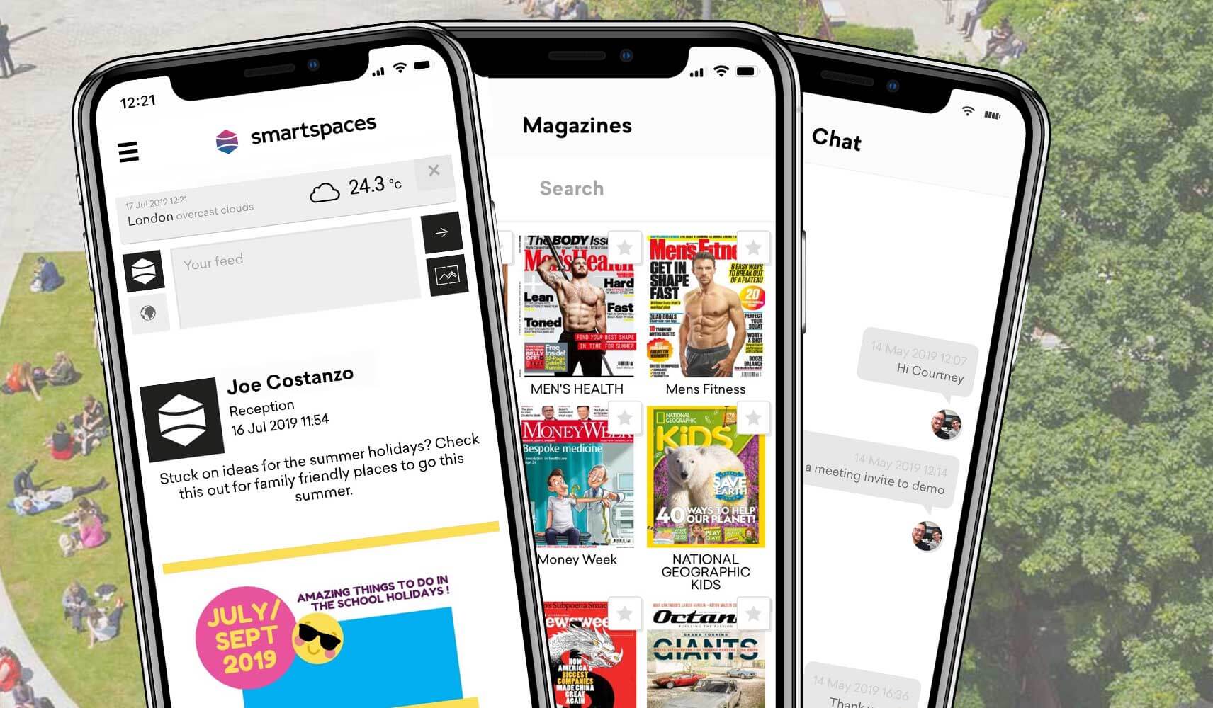 Smart Spaces Social Wall, Chat and free Magazines App's feature